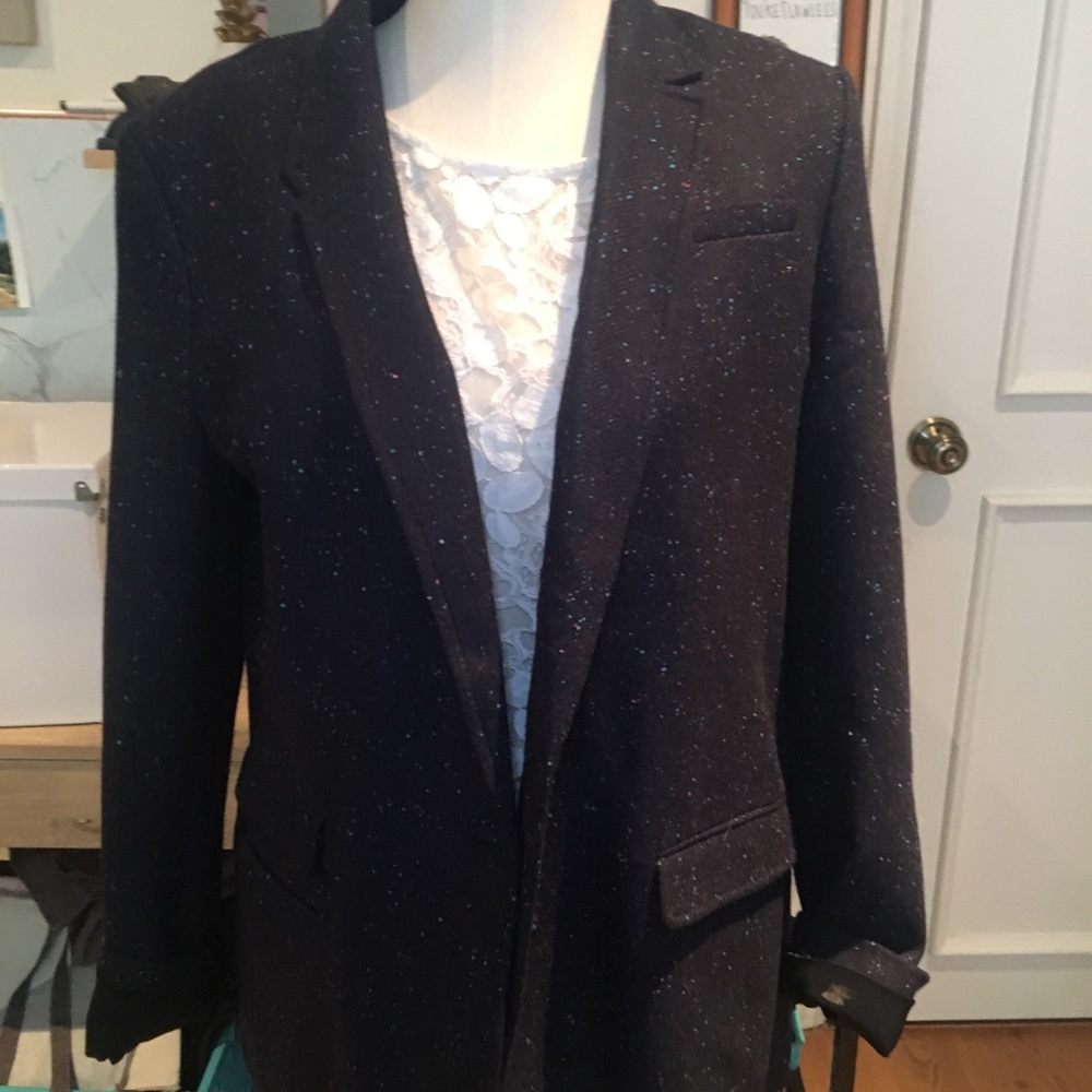 Navy Speckled Hacking Jacket Blazer